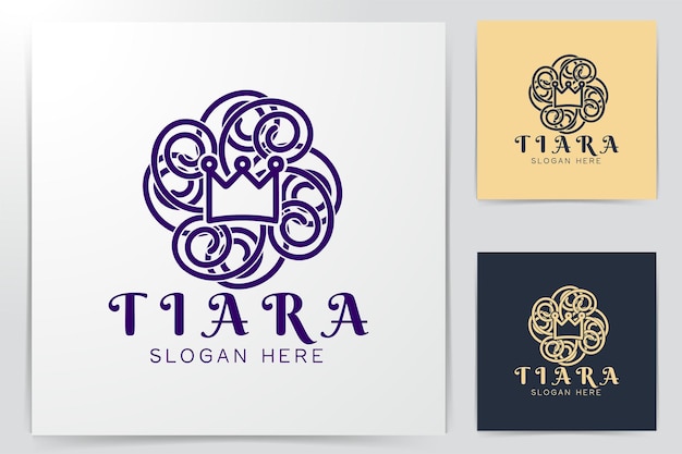 Princes tiara. mono line logo ideas. inspiration logo design. template vector illustration. isolated on white background