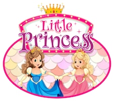 Princess cartoon character with little princess font typography