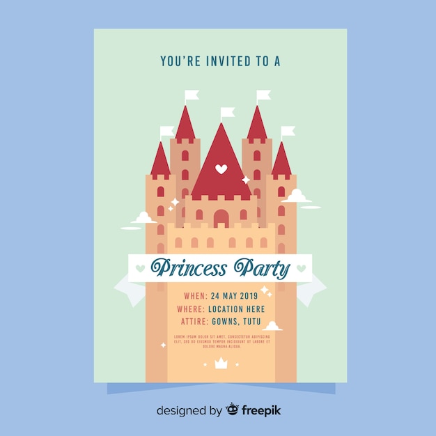 Princess castle party invitation template