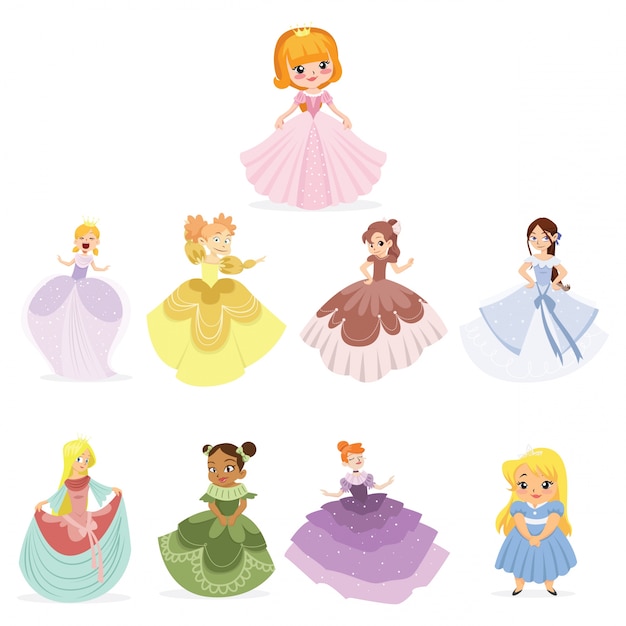 Free vector princess character colecction