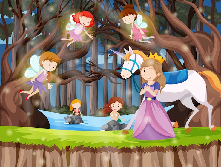 Free Vector princess in the fantasy land