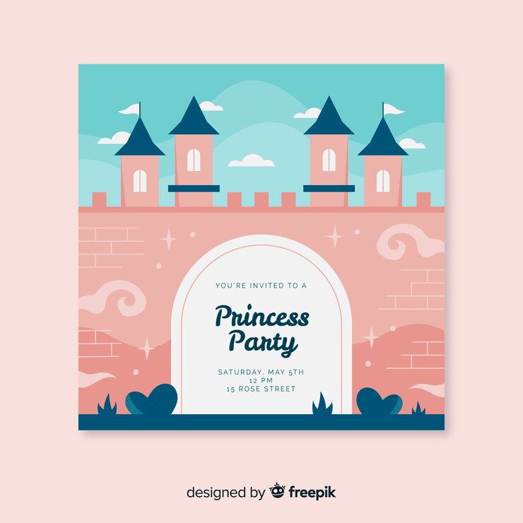 Free Vector princess party invitation