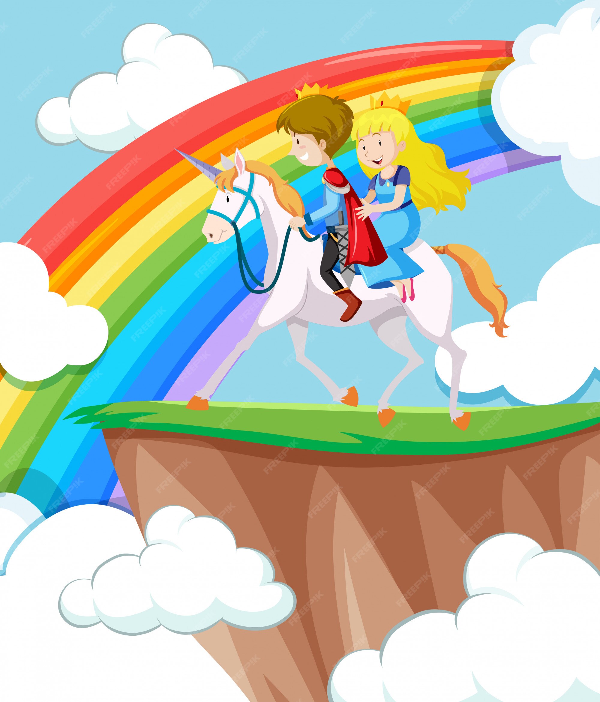 Free Vector | Princess and prince riding horse