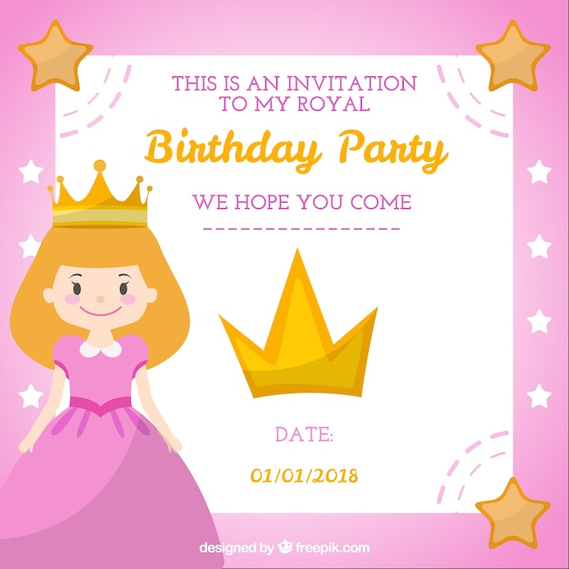 Free vector princess style birthday card