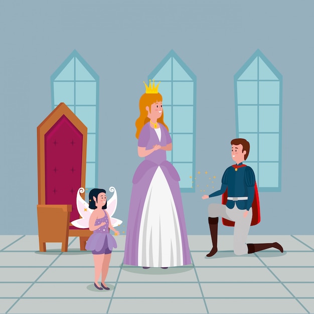 Princess with prince in indoor castle