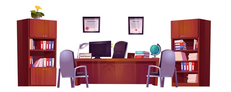 Free Vector principals office in school for meeting and talking with teachers, pupils and parents