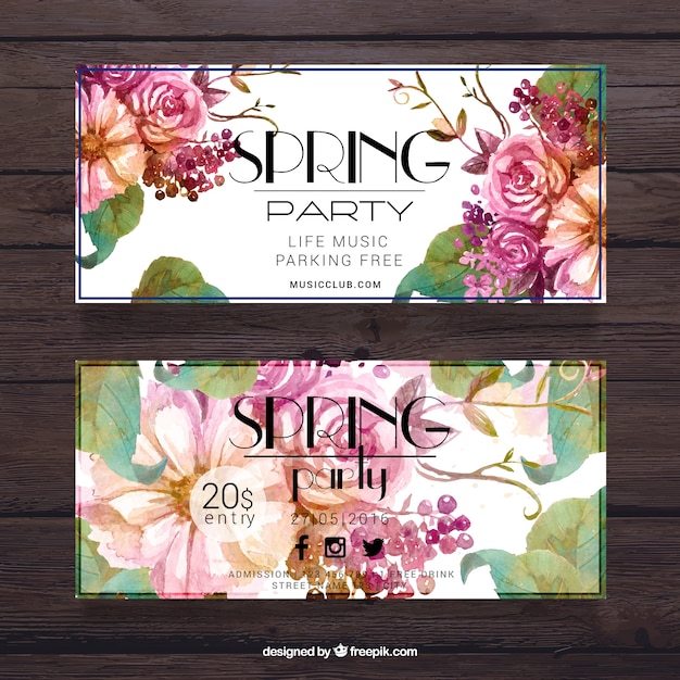 Free vector pring party colorful banner