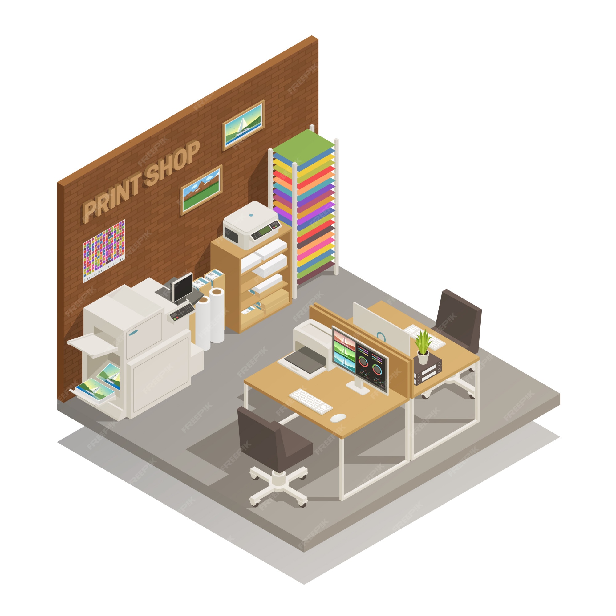 Free Vector | Print interior isometric