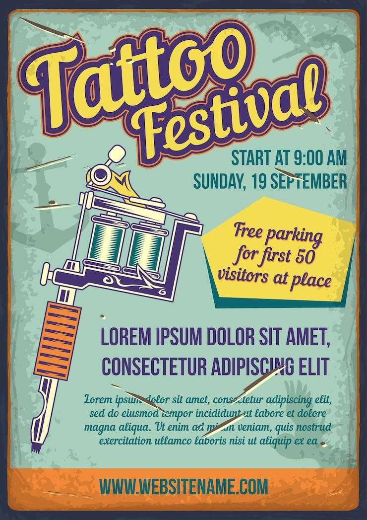 Free Vector print tattoo festival