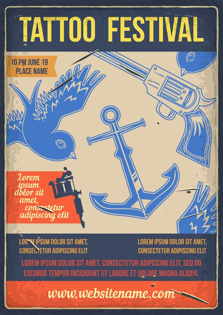 Free Vector print tattoo festival