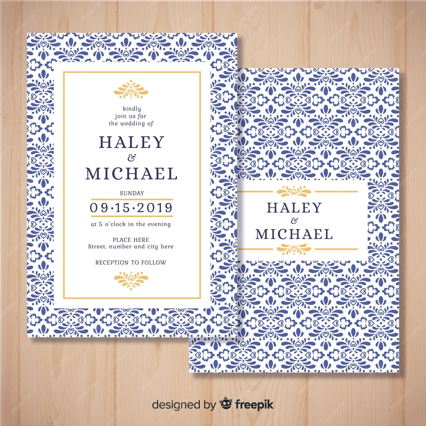 Free Vector | Print wedding invitation template
