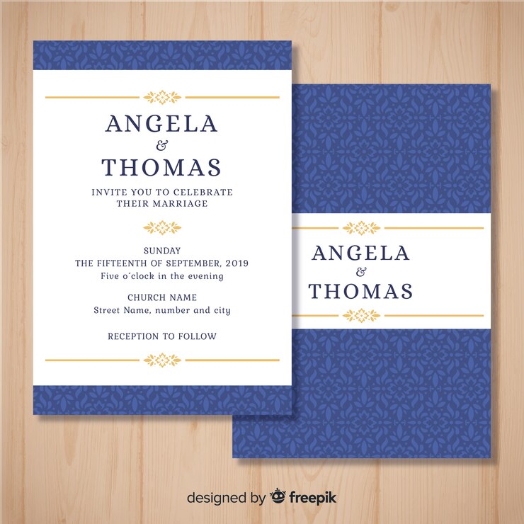 Free Vector printed wedding invitation template