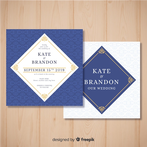 Free vector printed wedding invitation template