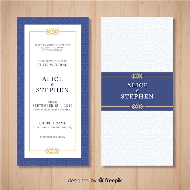 Free vector printed wedding invitation template