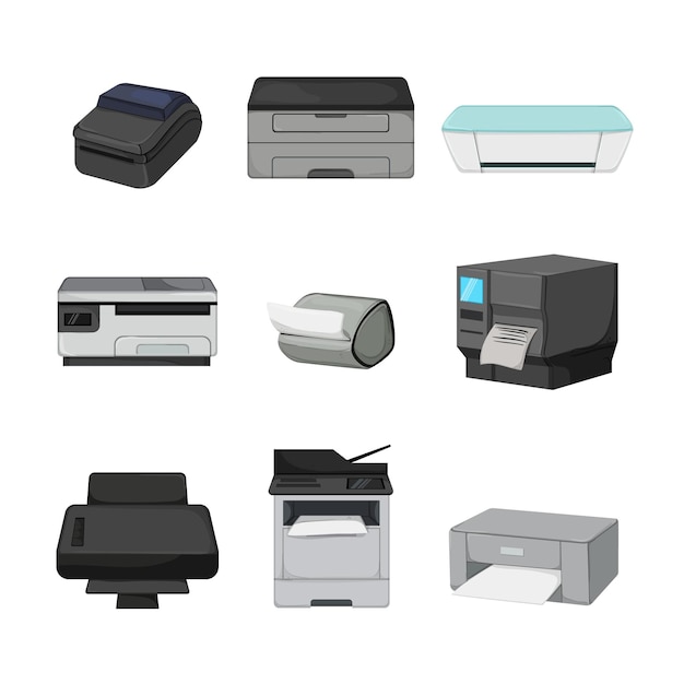 Printer paper set cartoon vector illustration