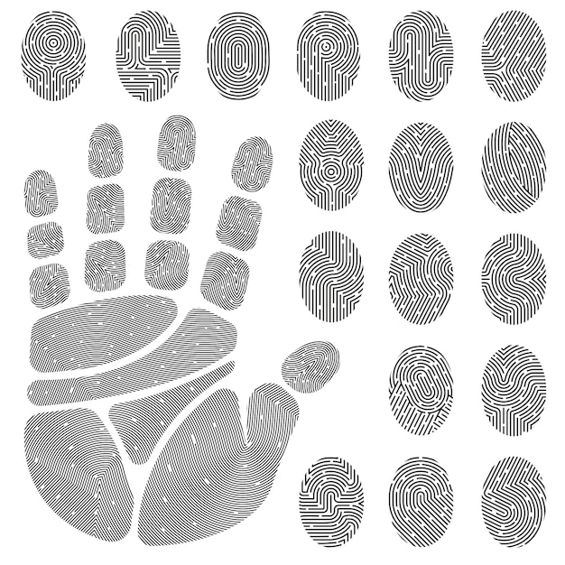 Free vector prints of fingers and palm set