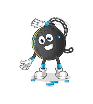 Prison ball stretching character. cartoon mascot vector