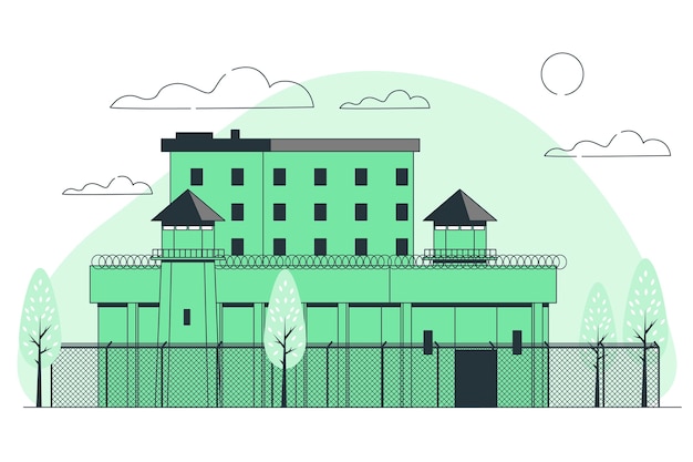 無料ベクター 刑務所の建物の概念図