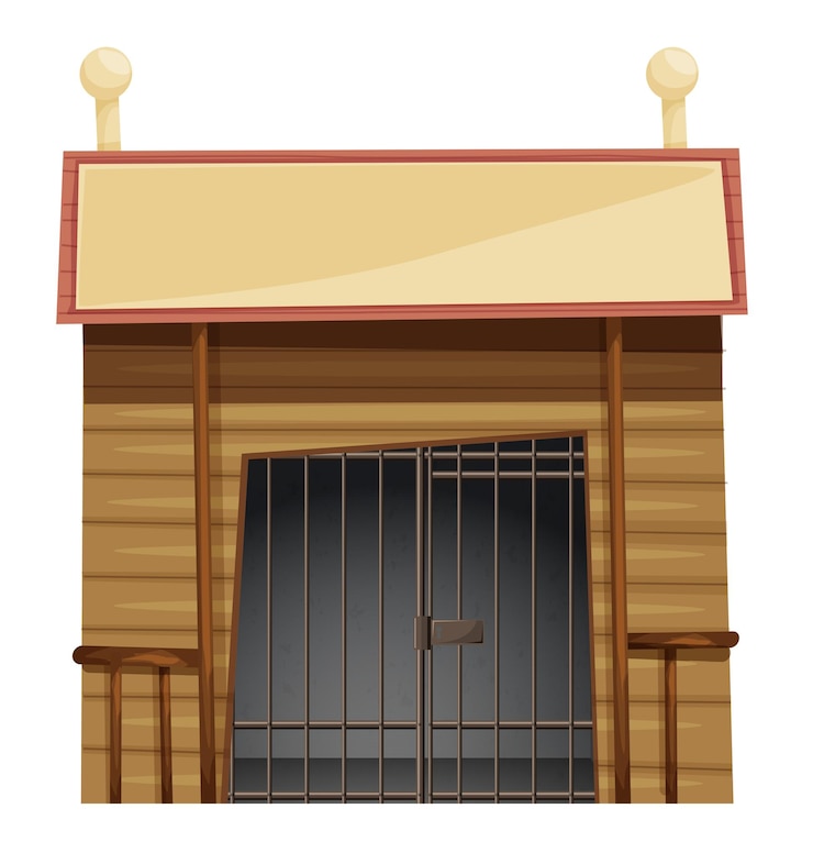 Free Vector prison room with sign on top