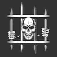 Free vector prisoner behind bars