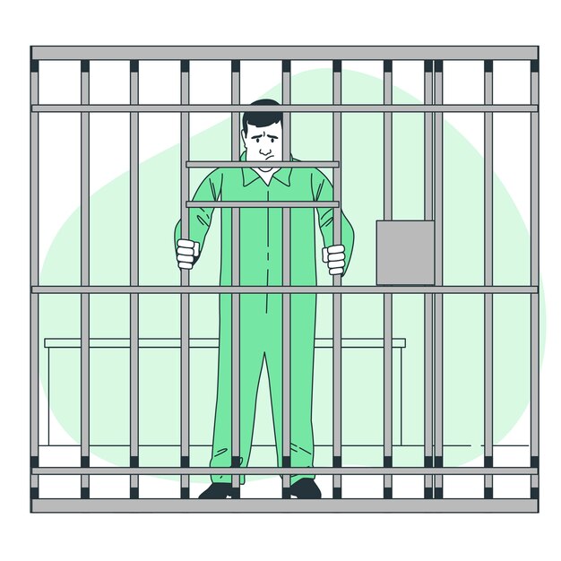 Prisoner in jail  concept illustration