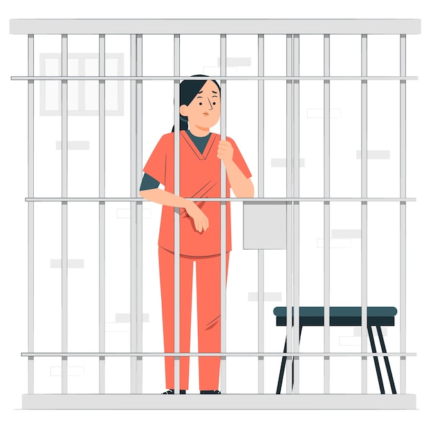 Free vector prisoner in jail concept illustration