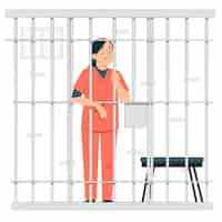 Free vector prisoner in jail concept illustration