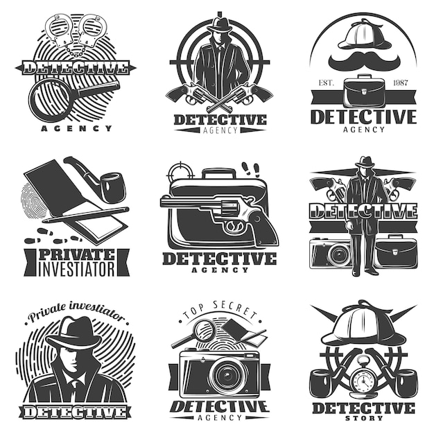 Private investigator logo set