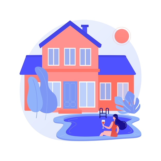 Бесплатное векторное изображение Частная резиденция абстрактная концепция векторные иллюстрации. дом на одну семью, городской дом частного лица, тип жилья, окружающая собственность на землю, абстрактная метафора рынка недвижимости.