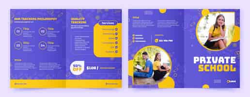 Free vector private school education brochure template