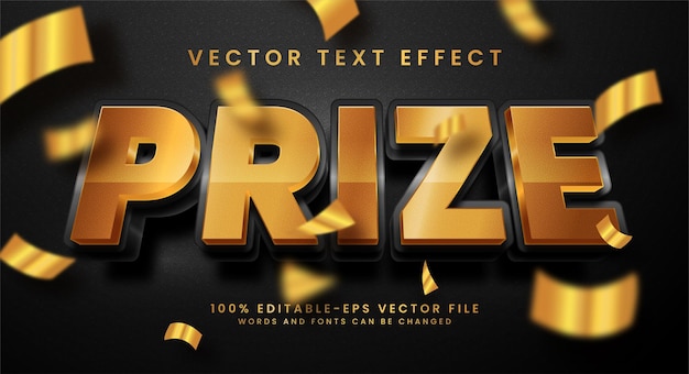 Prize 3d editable text style effect. elegant text effect with black and gold color suitable for luxury theme.