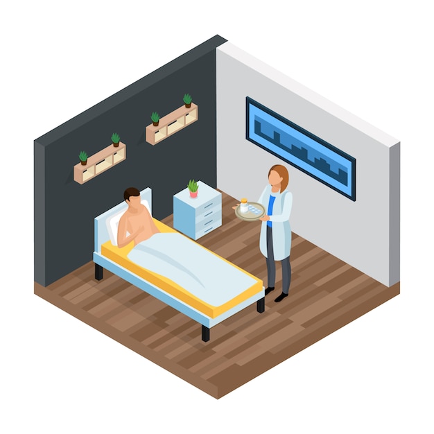 Free vector probiotic clinic isometric composition