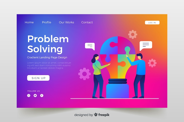 Free Vector problem solving gradient landing page