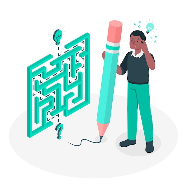 Free vector problem solving (labyrinth) concept illustration