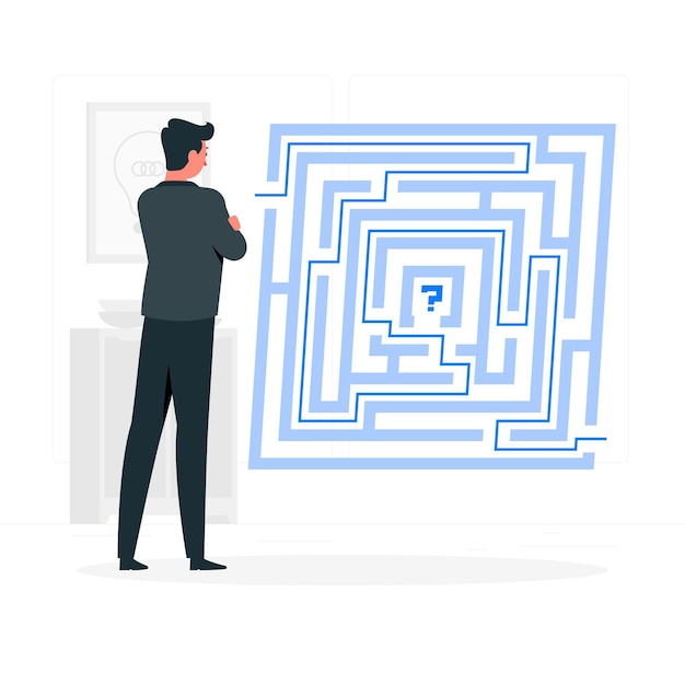 Illustrazione di concetto di soluzione dei problemi (labirinto)