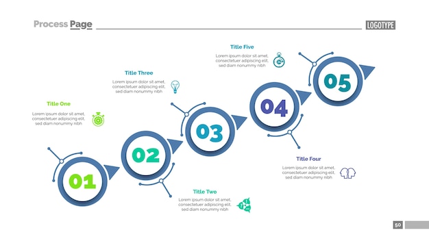 5 단계 템플릿이있는 프로세스 차트