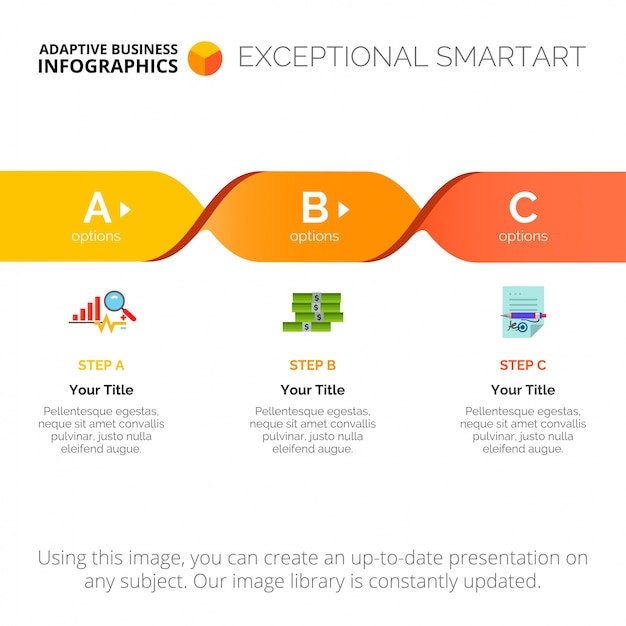 Free vector process chart with three steps template