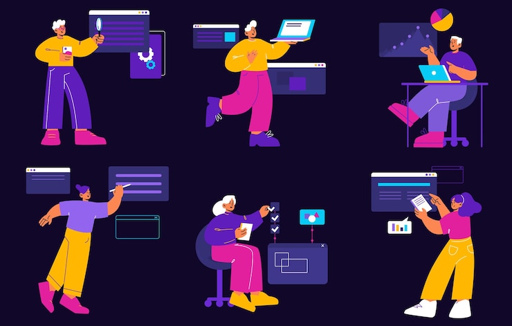 Free Vector process of mobile and web app development