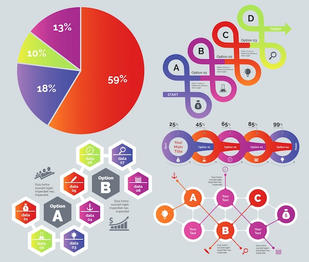 Process and percentage chart set