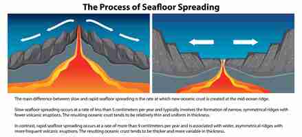 Free vector the process of seafloor spreading