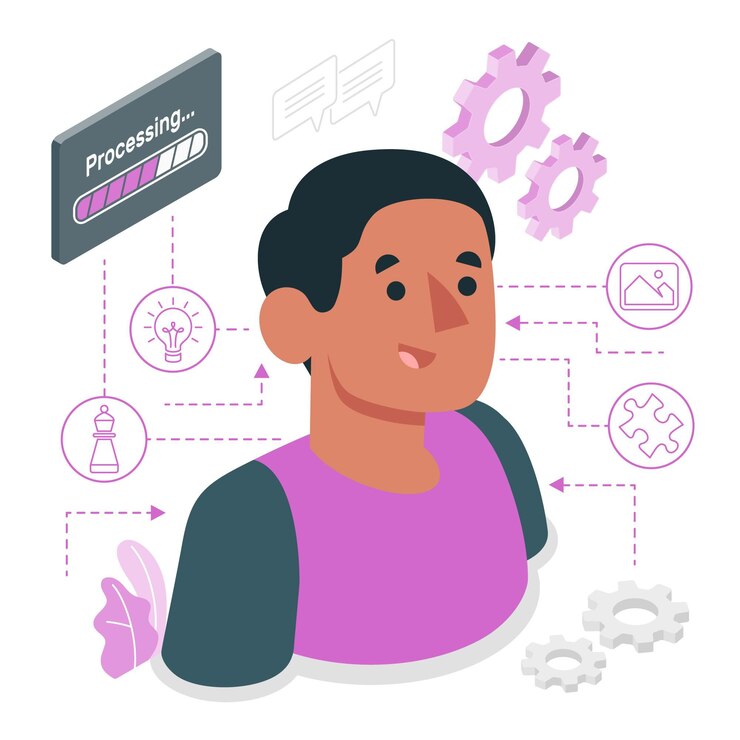 Free Vector processing thoughts concept illustration