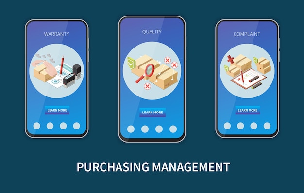 Free vector procurement management isometric set