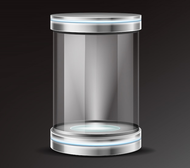 Free vector product exhibit glass container realistic vector