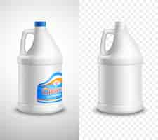 Free vector product package banners with blank and labeled laundry detergent bottles