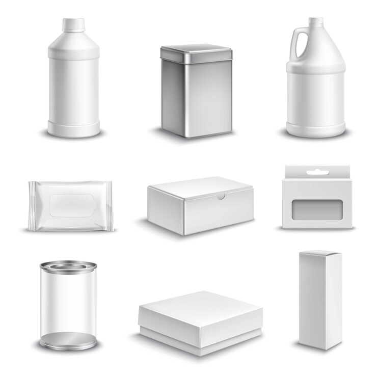 Free Vector product package realistic icons set 