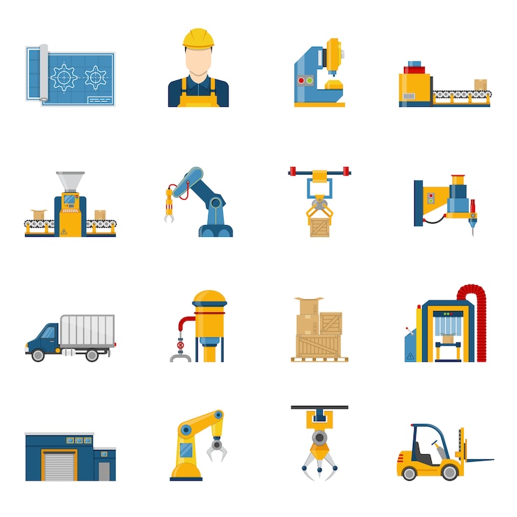 Free Vector production line icons isolated