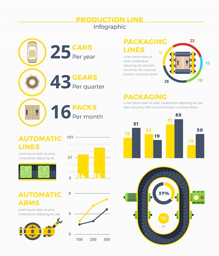 Free Vector production line infographics