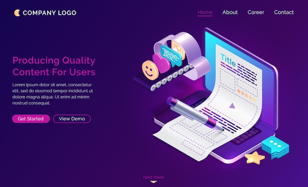 Free vector production of quality content for users, isometric