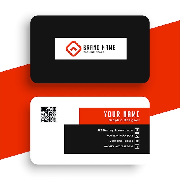 Free vector professional abstract black and orange visiting card template