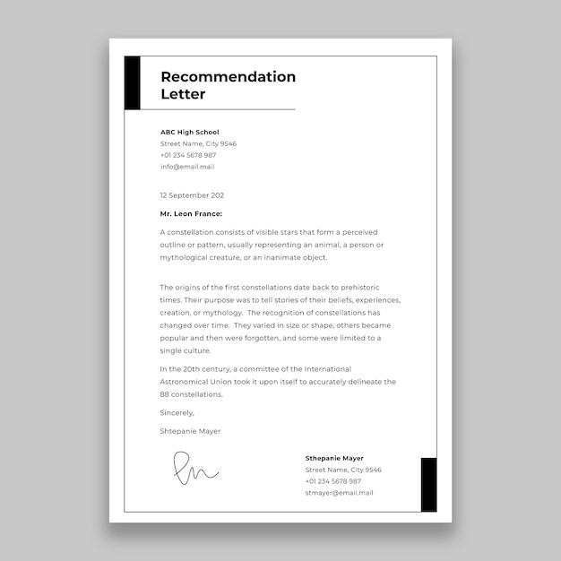 Free vector professional adevi pelusi recommendation letter template